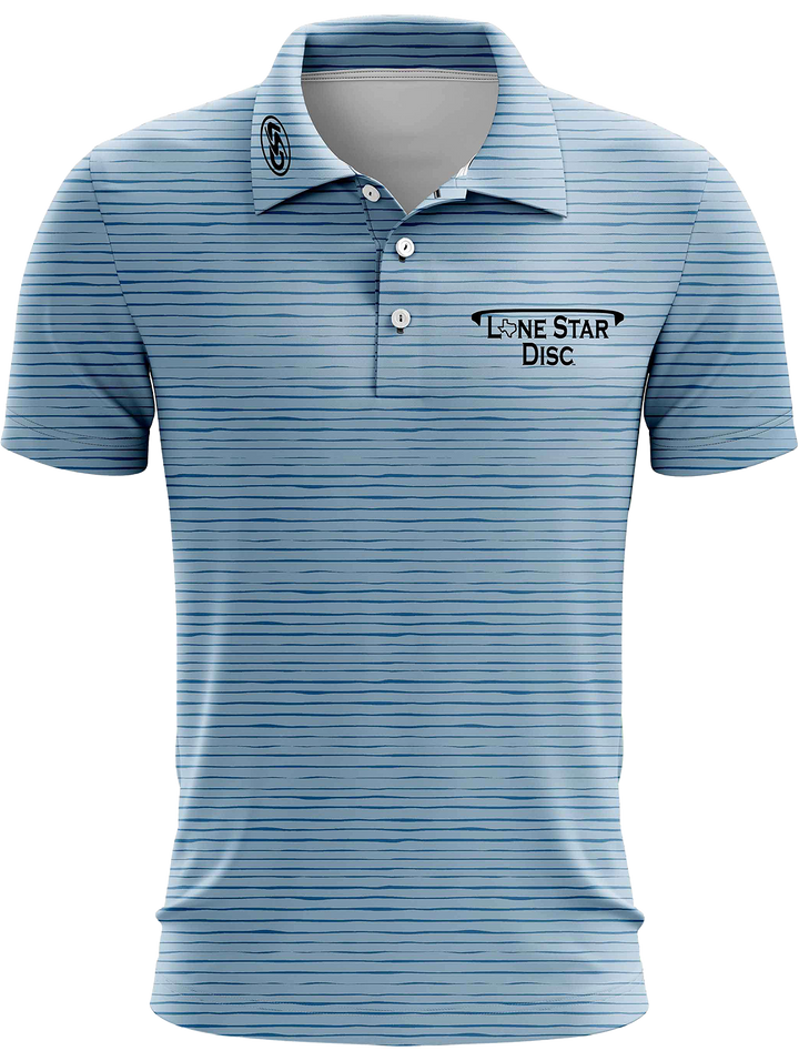 Lone Star Disc Blue Striped Athletic Polo