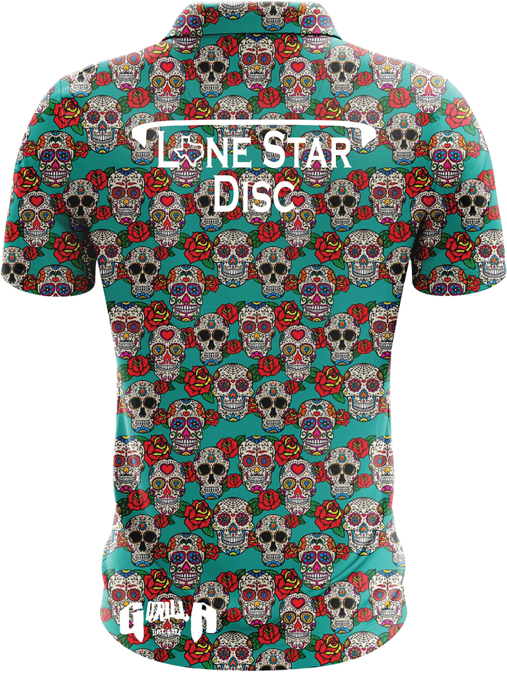 Lone Star Disc Sugar Skull Athletic Polo